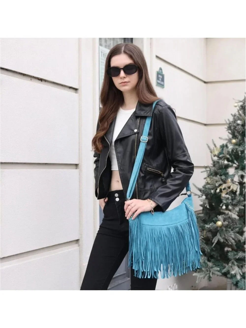 Vintage Suede Fringe Hobo Bag | Hippie Crossbody Purse with Tassels for Women